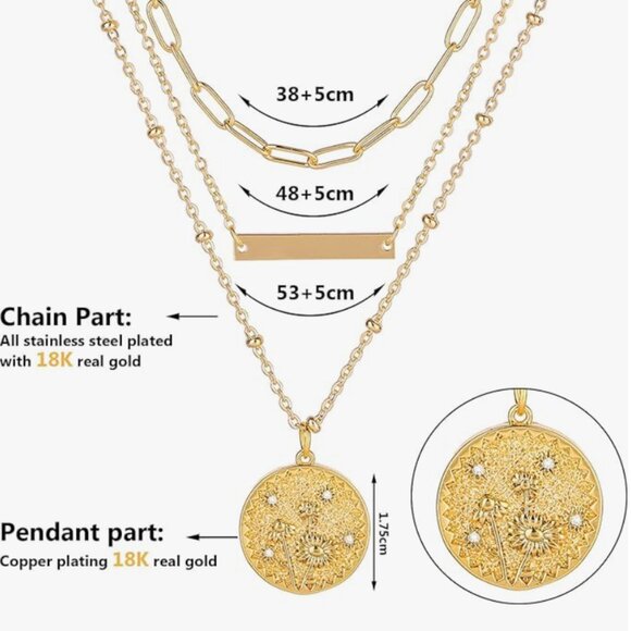 Layered Gold Chain Necklace Set - Picture 2 of 4